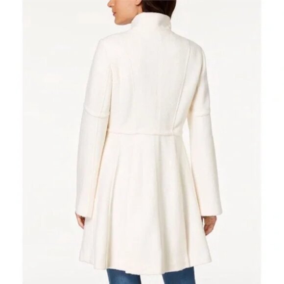 GUESS Skirted Double Breasted Coat in White SMALL NWT - Picture 2 of 7